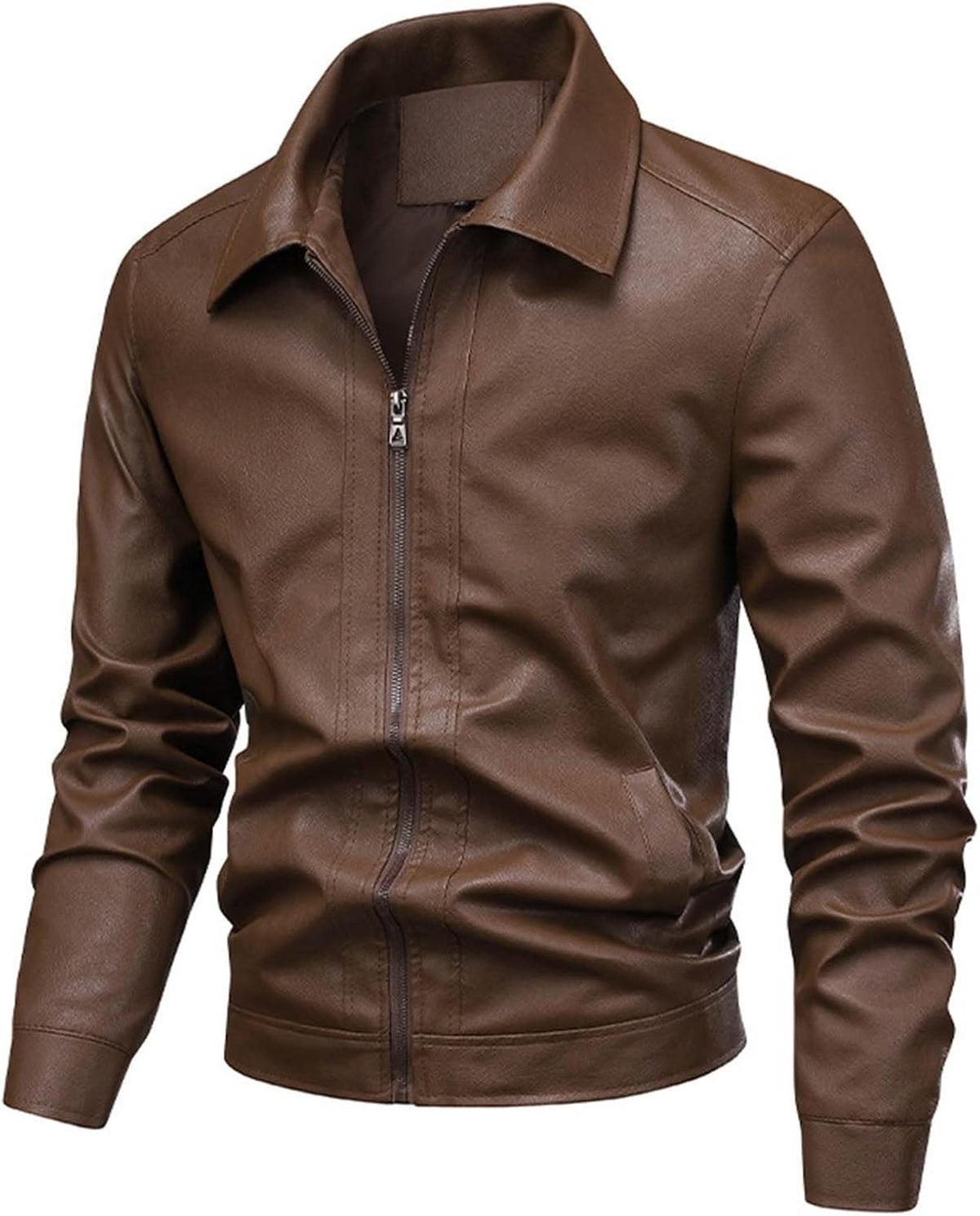 Blouson Moto Homme Hiver – Veste Style Cuir à Col Revers, Regular Fit & Look Biker