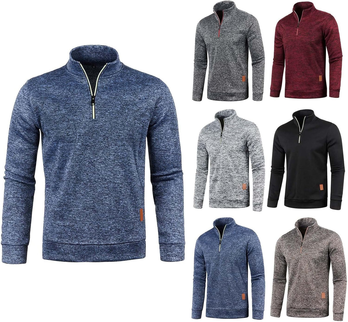 Pull trucker homme zippé à col montant, style casual