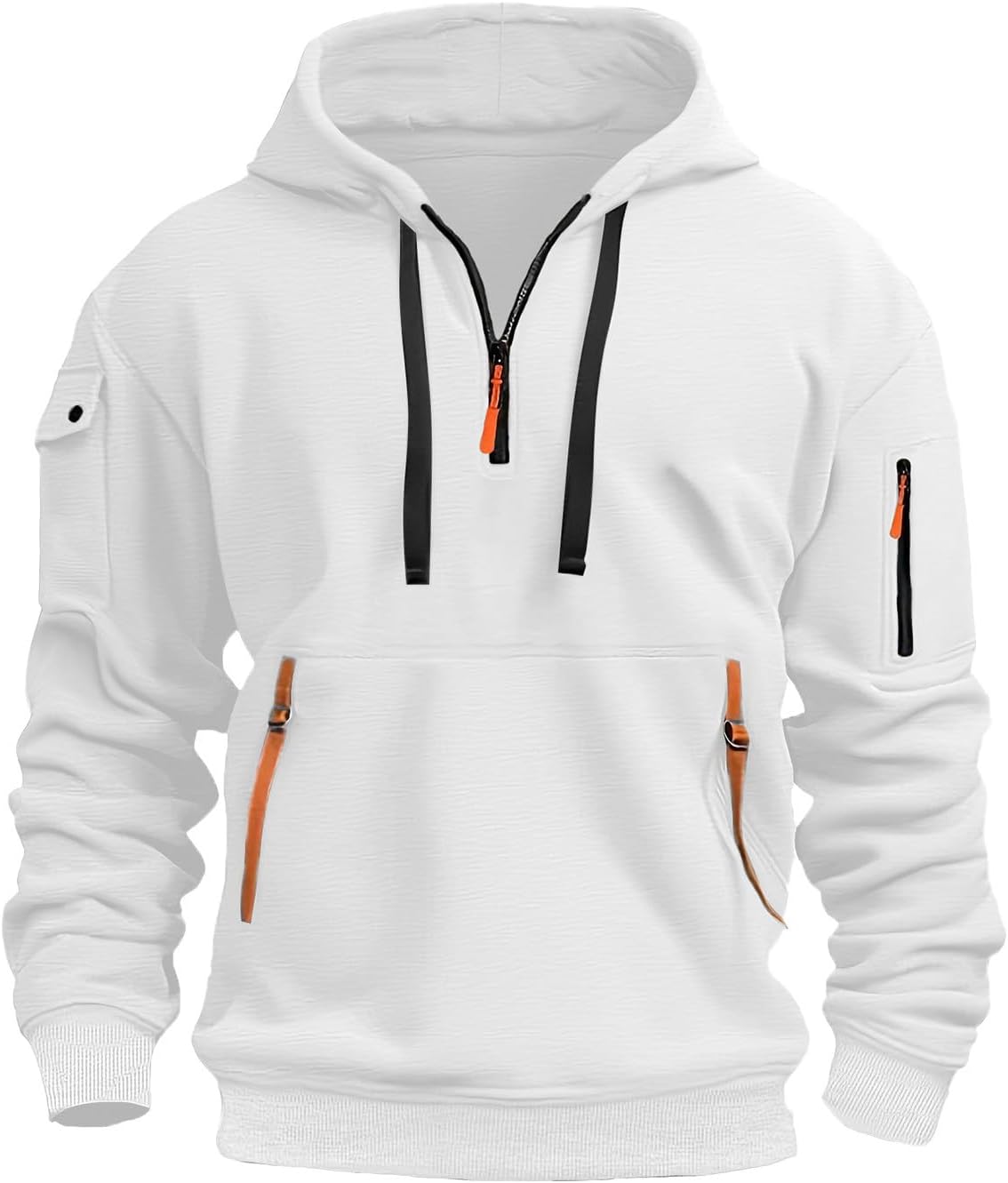 Sweat à capuche homme drapeau français – Demi-zip oversize