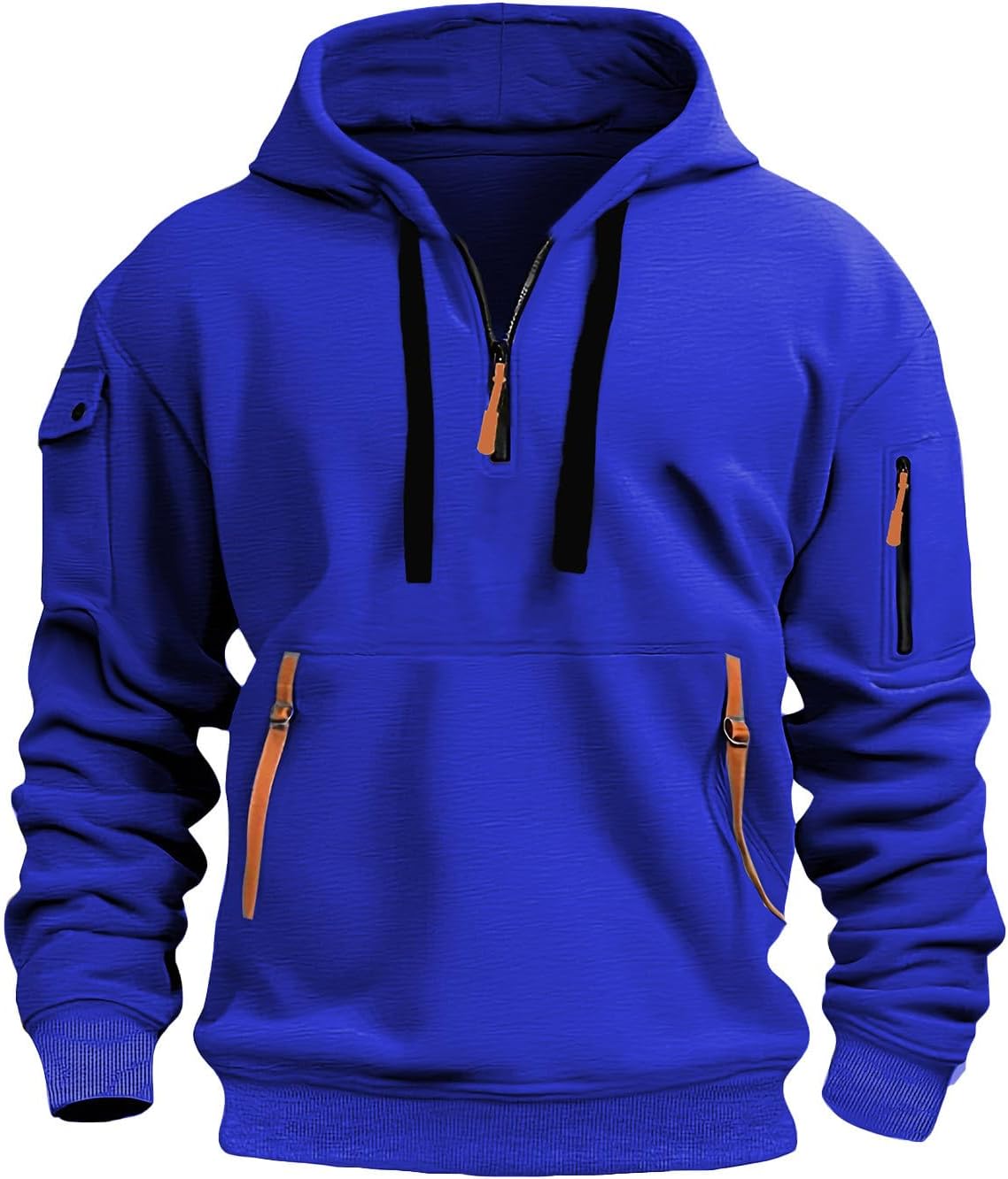 Sweat à capuche homme drapeau français – Demi-zip oversize