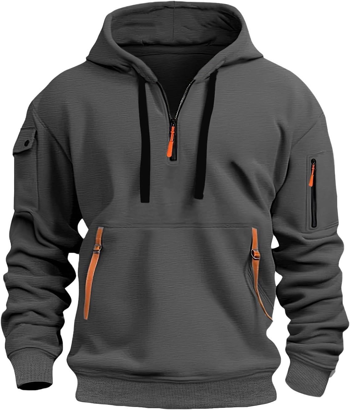 Sweat à capuche homme drapeau français – Demi-zip oversize
