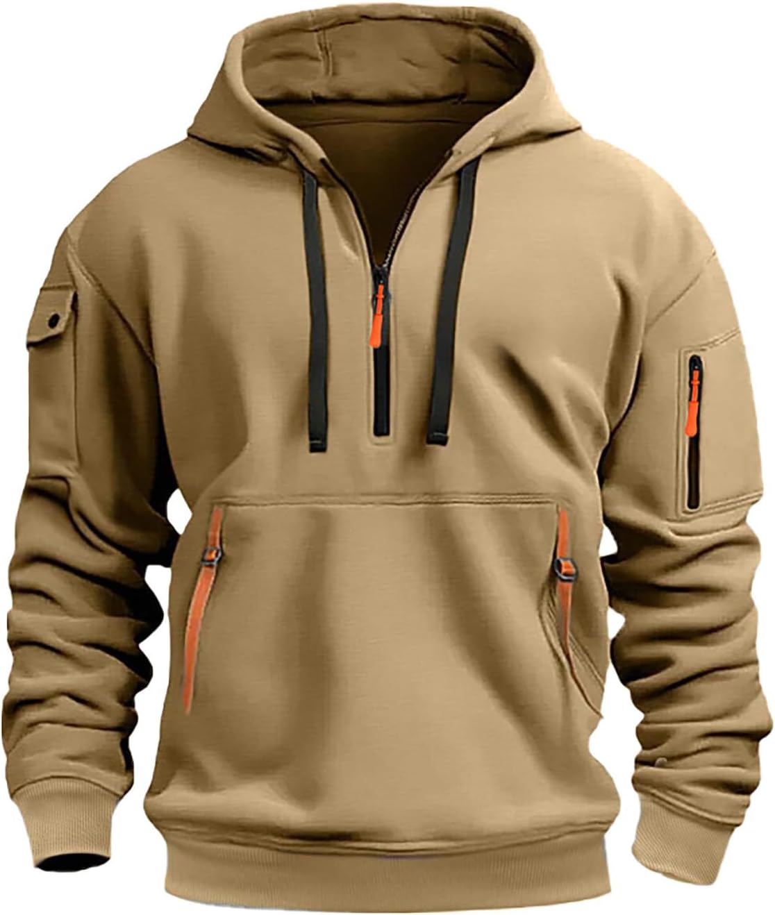 Sweat à capuche homme drapeau français – Demi-zip oversize
