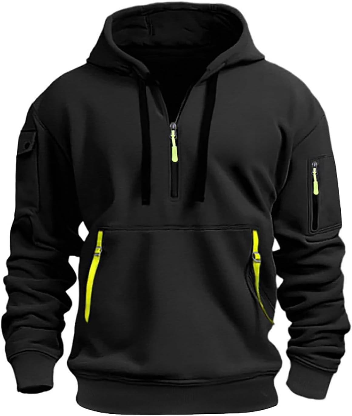 Sweat à capuche homme drapeau français – Demi-zip oversize