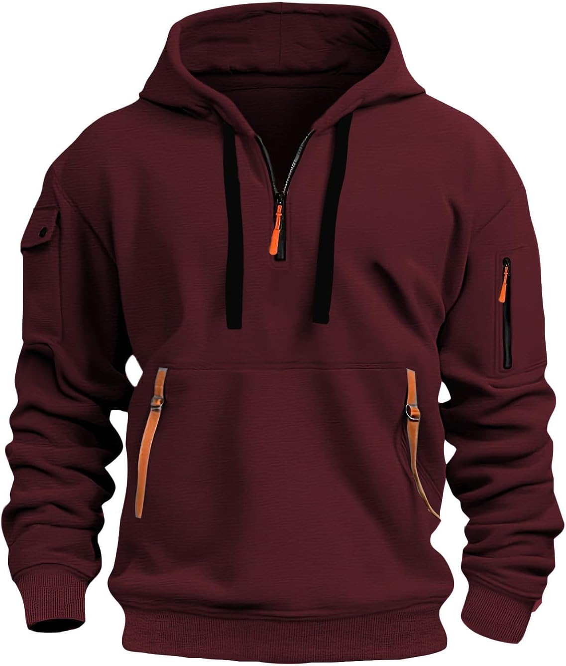 Sweat à capuche homme drapeau français – Demi-zip oversize