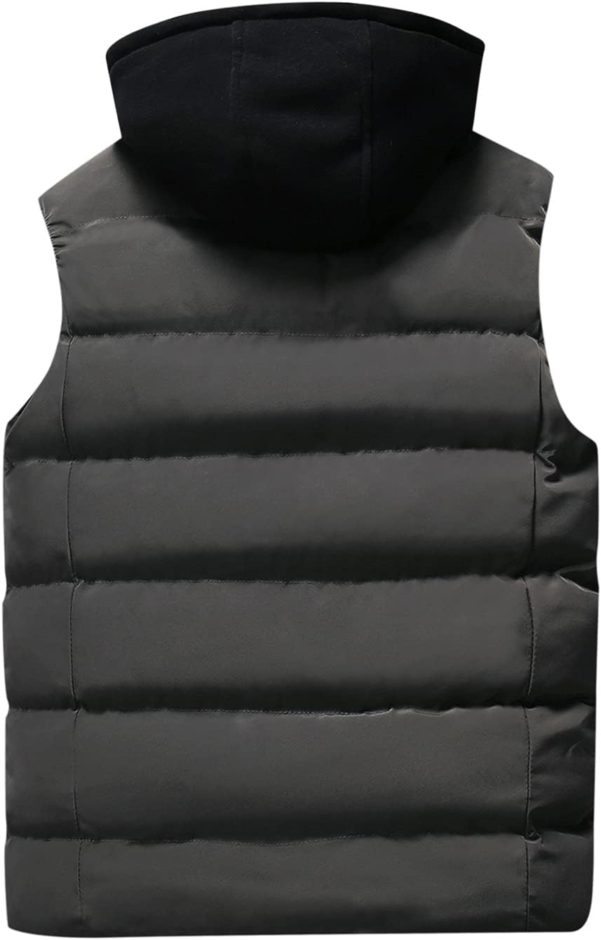 FSFA – Doudoune sans manches à capuche pour homme – Gilet chaud zippé color-block pour l’hiver