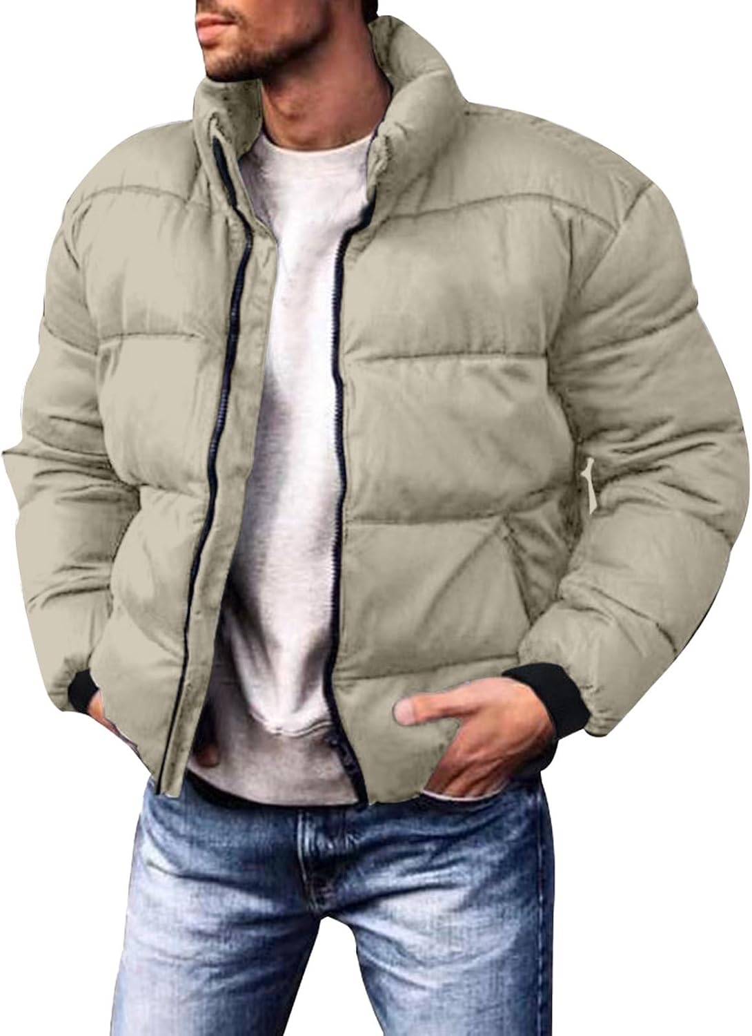 Blouson Homme à Capuche – Doudoune Casual Couleur Unie, Style Travail & Outdoor