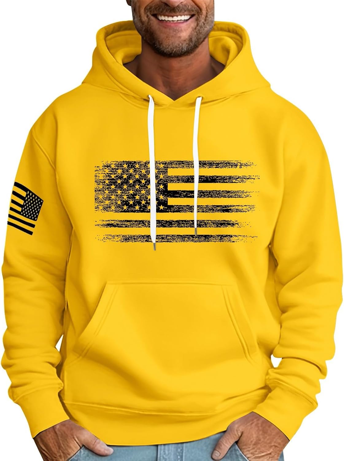 Sweat à capuche homme imprimé drapeau, style streetwear