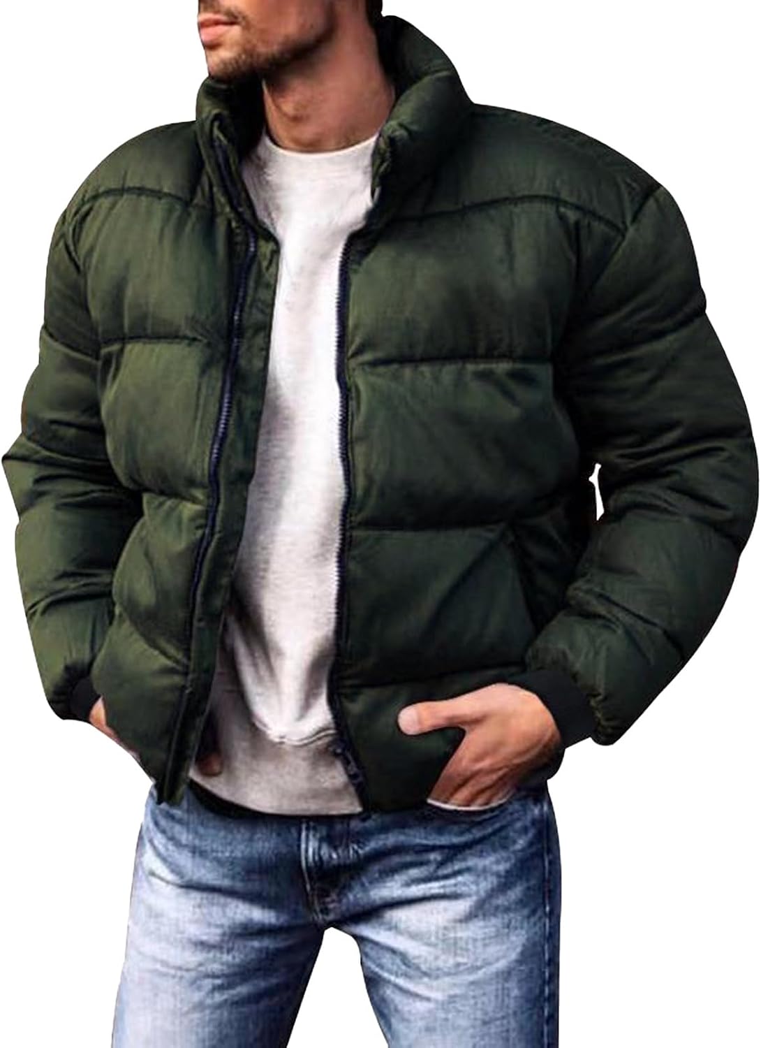 Blouson Homme à Capuche – Doudoune Casual Couleur Unie, Style Travail & Outdoor