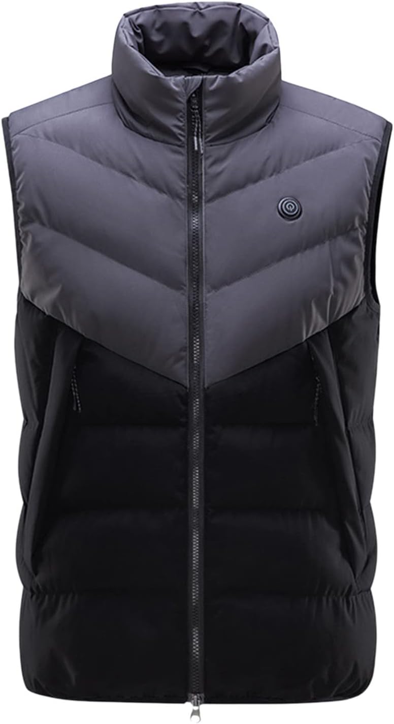 FSFA – Doudoune sans manches à capuche pour homme – Gilet chaud zippé color-block pour l’hiver