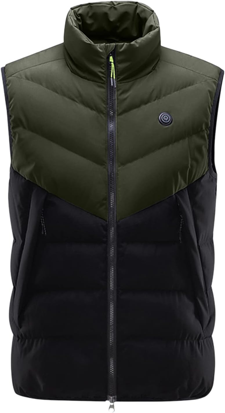 FSFA – Doudoune sans manches à capuche pour homme – Gilet chaud zippé color-block pour l’hiver