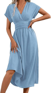 Robe longue femme LIAMERHE – Col V et coupe évasée
