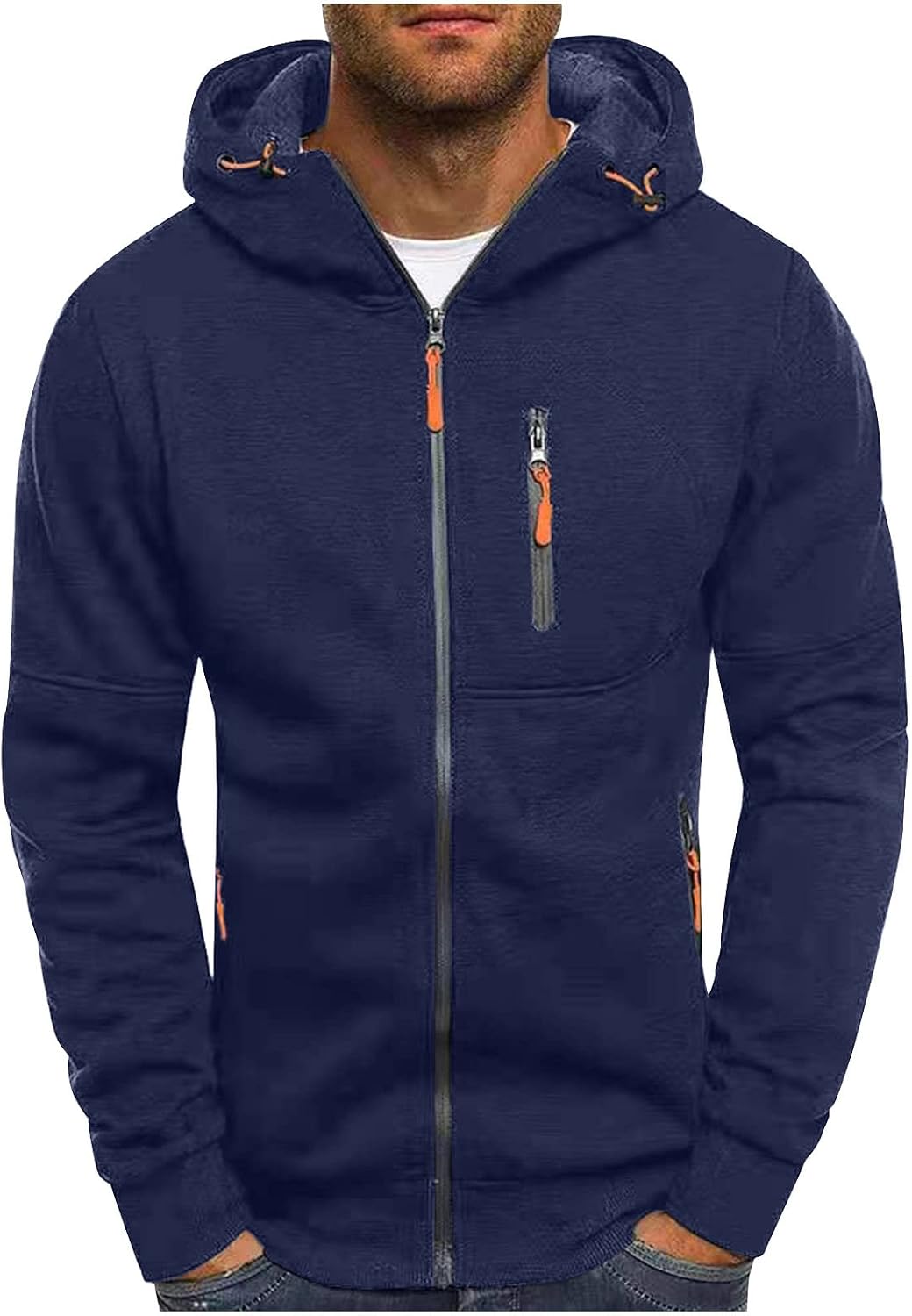 Susenstone – Sweat à Capuche Homme Grande Taille – Cardigan Sportswear Uni avec Poche