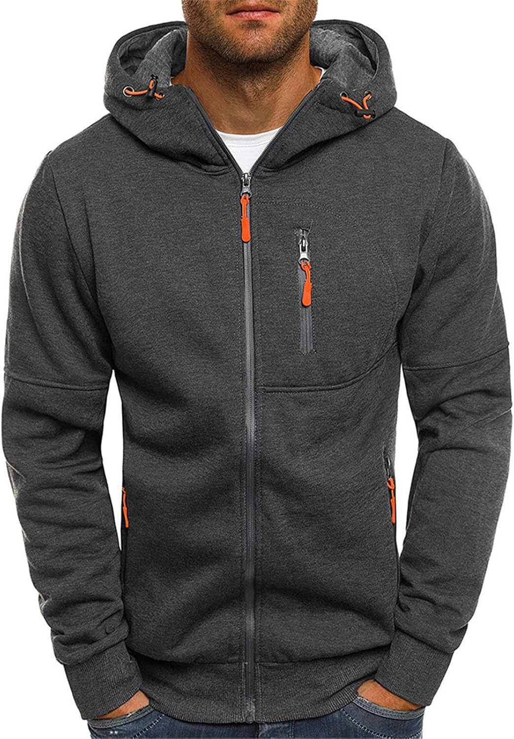 Susenstone – Sweat à Capuche Homme Grande Taille – Cardigan Sportswear Uni avec Poche