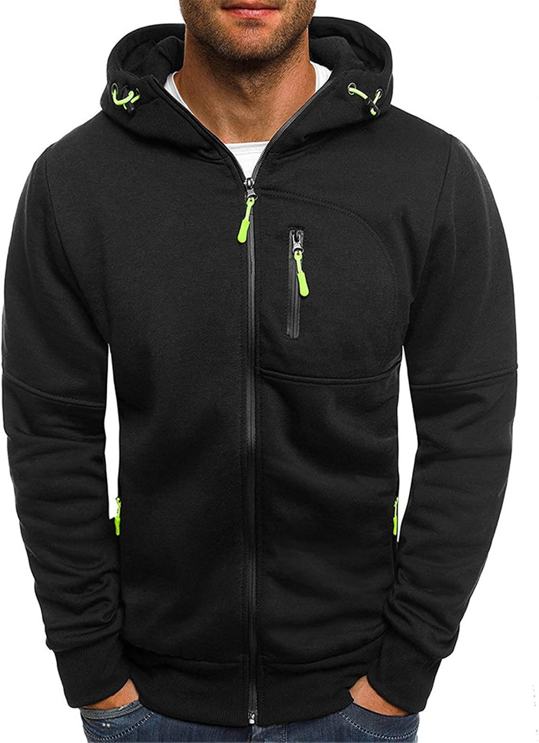 Susenstone – Sweat à Capuche Homme Grande Taille – Cardigan Sportswear Uni avec Poche