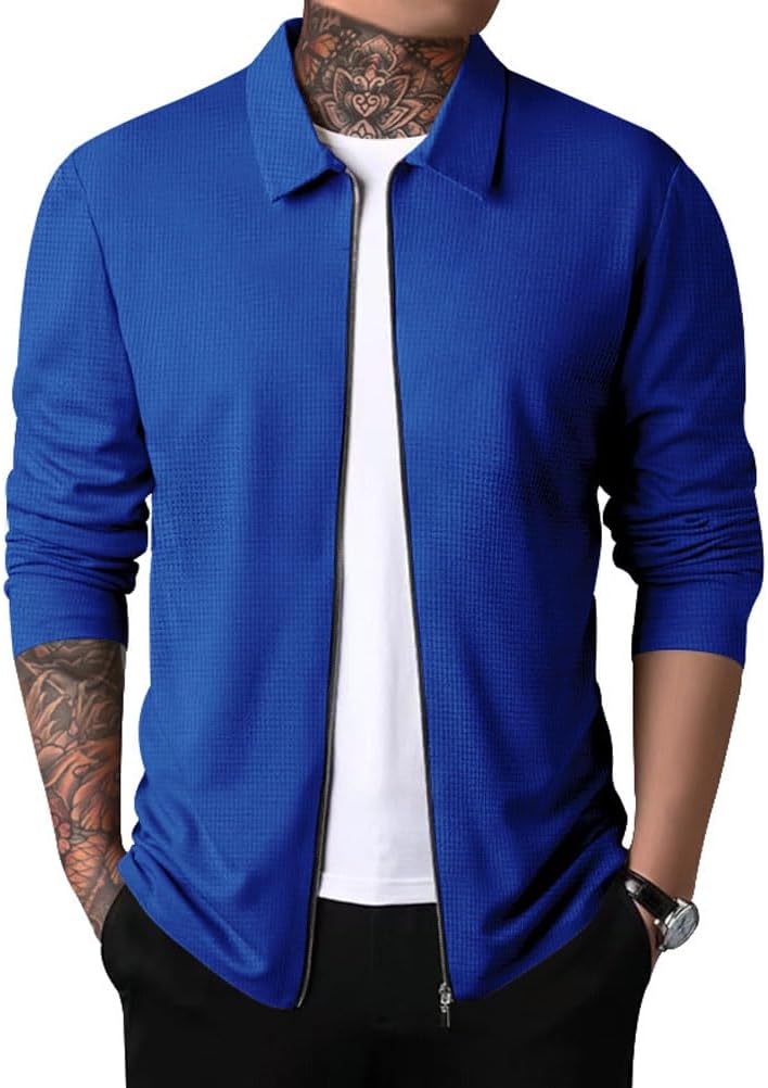 Cardigan zippé homme à revers, style casual d’automne