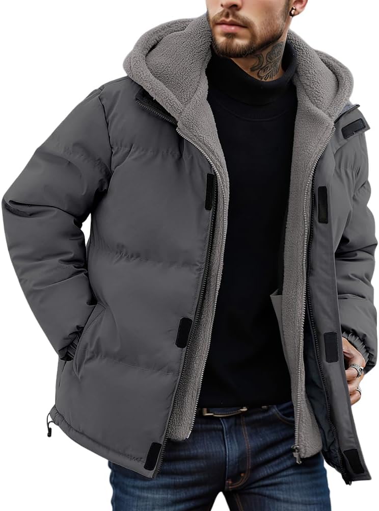 Doudoune Homme Hiver à Capuche – Blouson Matelassé Slim Fit Style Bomber & Moto
