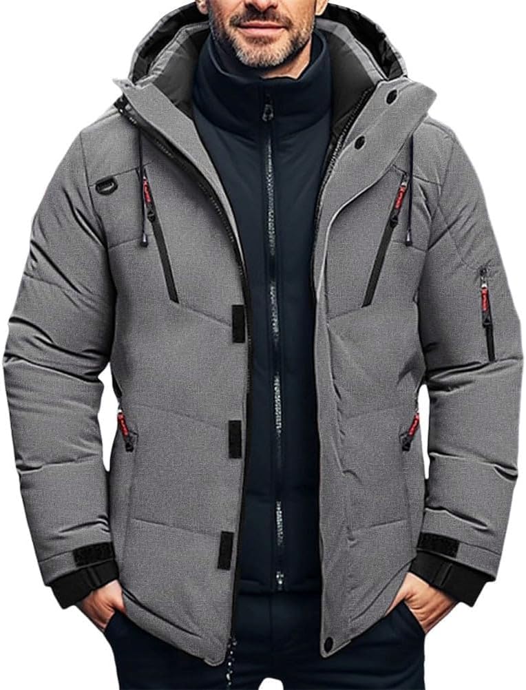 Oanviso – Blouson matelassé à capuche pour homme – Veste aviateur rembourrée et chaude pour l’hiver