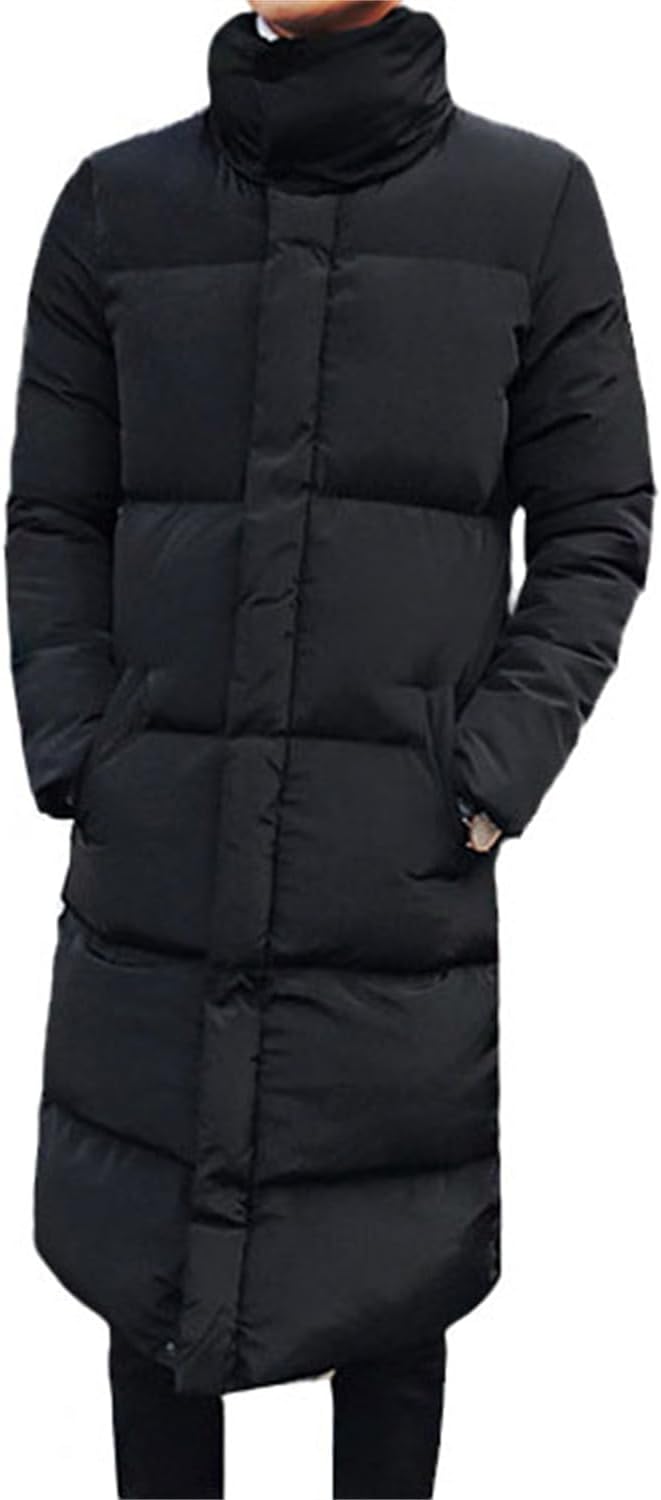 tinetill – Manteau long en duvet pour homme – Doudoune chaude matelassée à capuche et veste thermique d’hiver