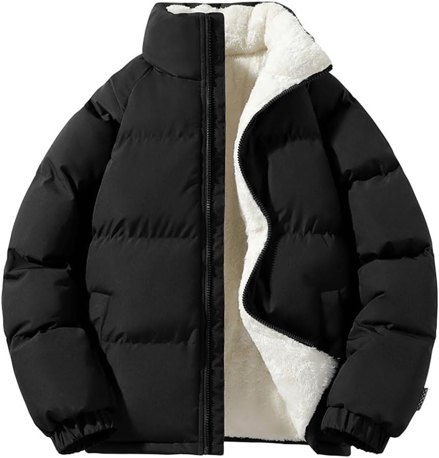 Oanviso – Doudoune courte unisexe pour homme – Veste polaire épaisse et oversize pour automne/hiver