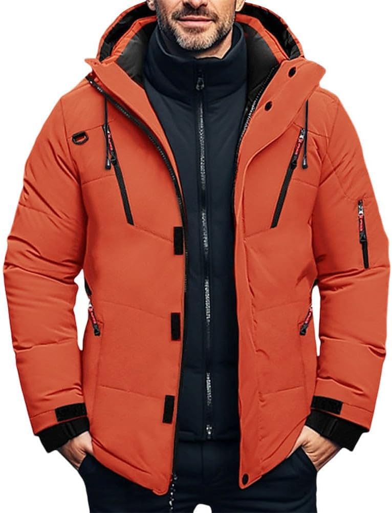 Oanviso – Blouson matelassé à capuche pour homme – Veste aviateur rembourrée et chaude pour l’hiver