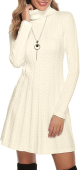Robe pull tricotée Gyabnw à col rond et manches longues