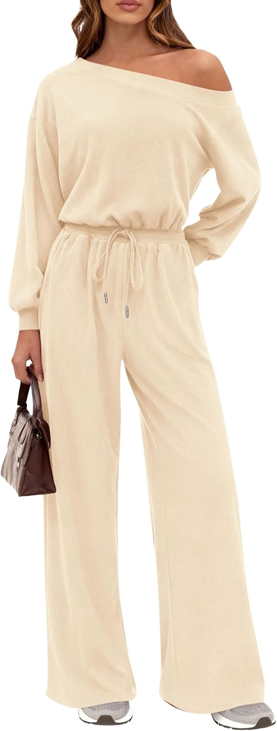 ✨ PRETTYGARDEN – Combinaison Femme Élégante à Manches Courtes, Épaules Dénudées & Pantalon Large
