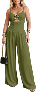 CHICME – Combinaison femme dos nu avec découpes à la taille, fines bretelles et pantalon large