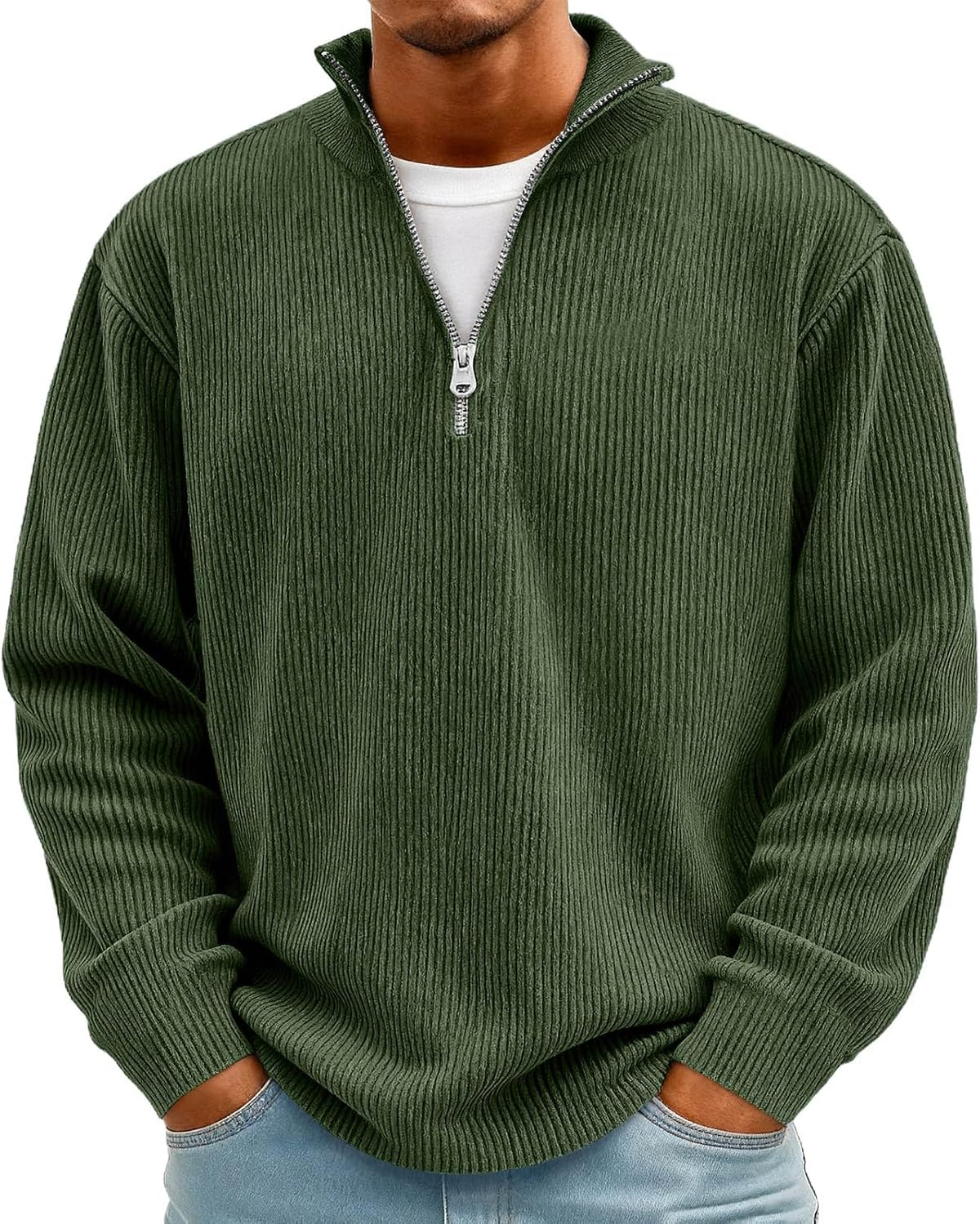 Sweat homme en velours côtelé à manches longues