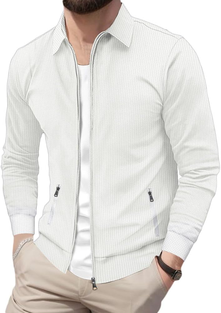 Cardigan zippé homme à revers, style casual d’automne
