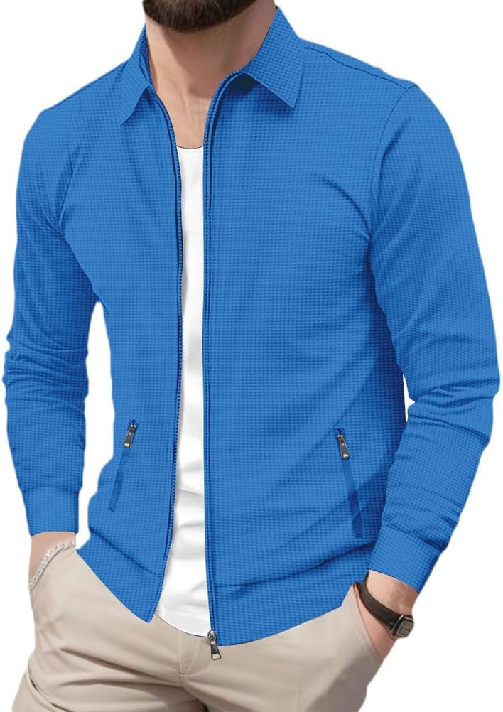 Cardigan zippé homme à revers, style casual d’automne