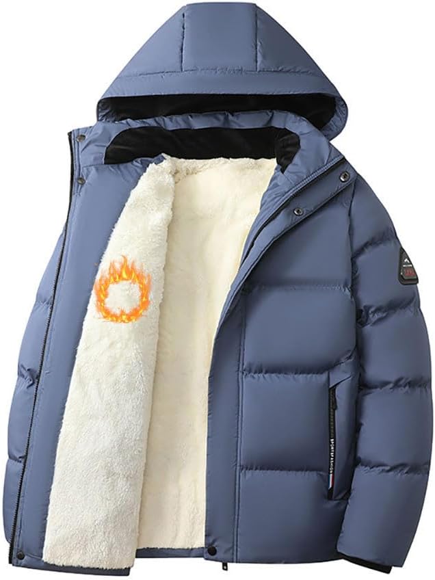 Oanviso – Doudoune courte unisexe pour homme – Veste polaire épaisse et oversize pour automne/hiver