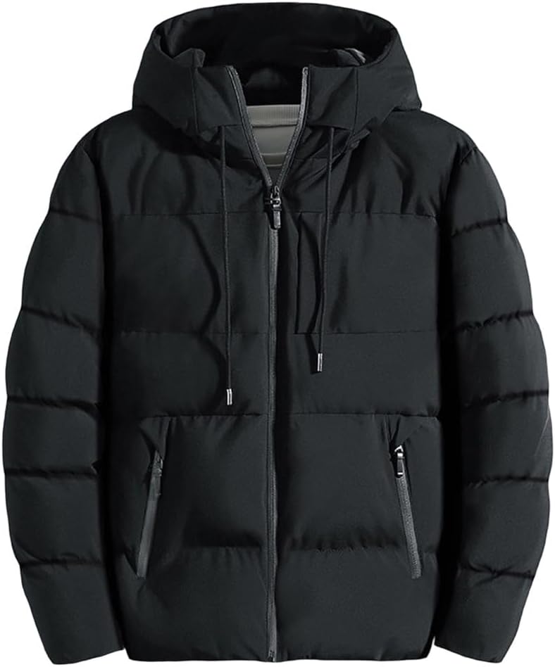 Doudoune Homme Hiver à Capuche – Blouson Matelassé Chaud Style Bomber & Moto