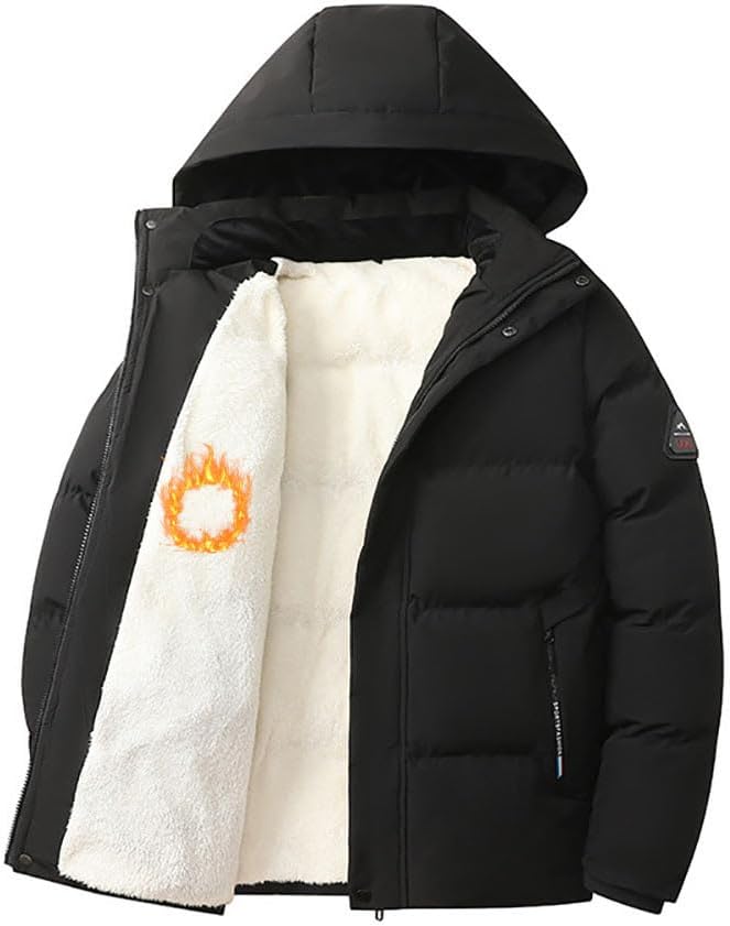 Oanviso – Doudoune courte unisexe pour homme – Veste polaire épaisse et oversize pour automne/hiver