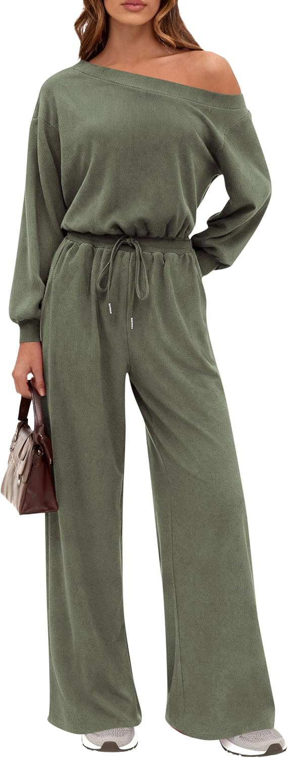 ✨ PRETTYGARDEN – Combinaison Femme Élégante à Manches Courtes, Épaules Dénudées & Pantalon Large