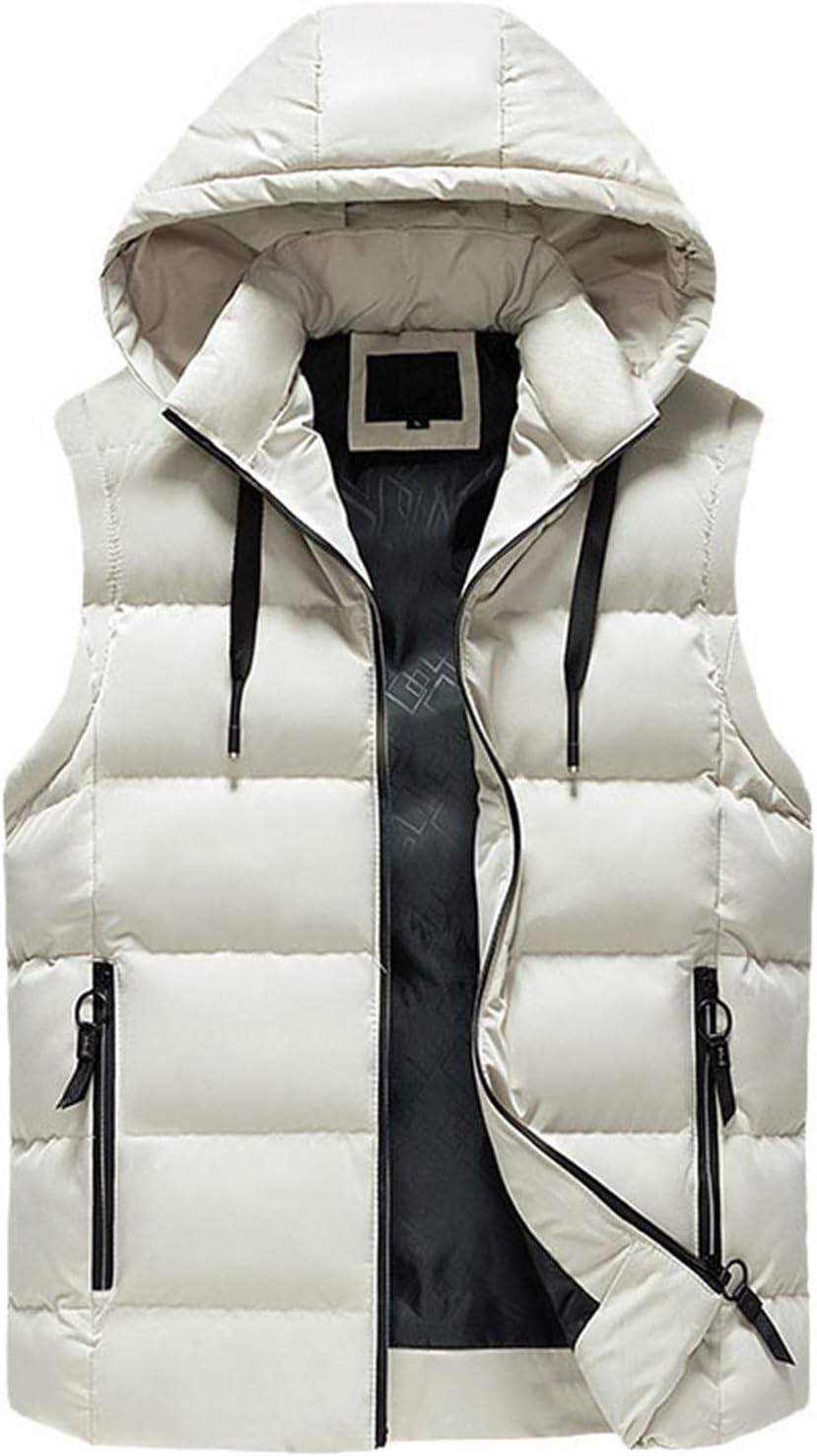 Icegrey – Doudoune sans manches à capuche pour homme – Gilet chaud et épais avec poches zippées