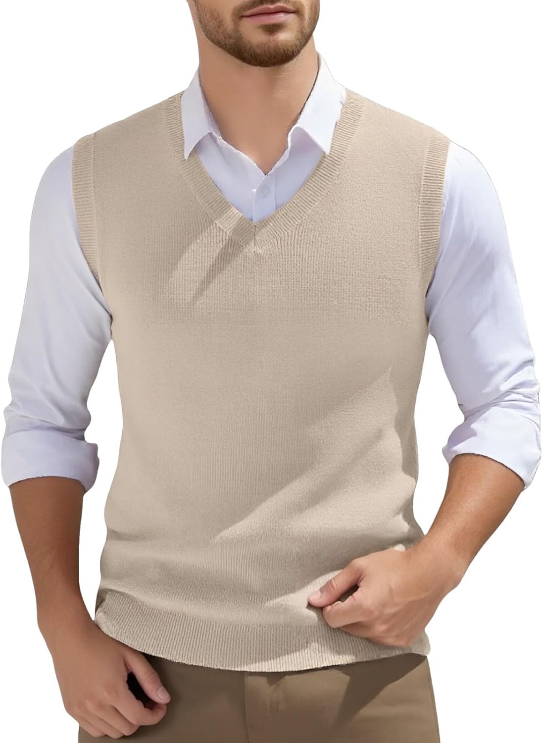 Gilet homme sans manches en maille à col V