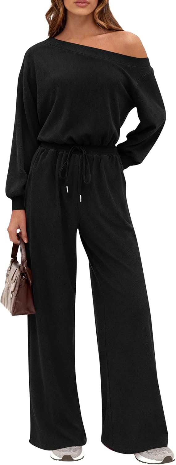 ✨ PRETTYGARDEN – Combinaison Femme Élégante à Manches Courtes, Épaules Dénudées & Pantalon Large