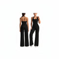 🖤 OLCHEE – Combinaison Sport Femme Dos Nu, Col Halter & Pantalon Large Sculptant
