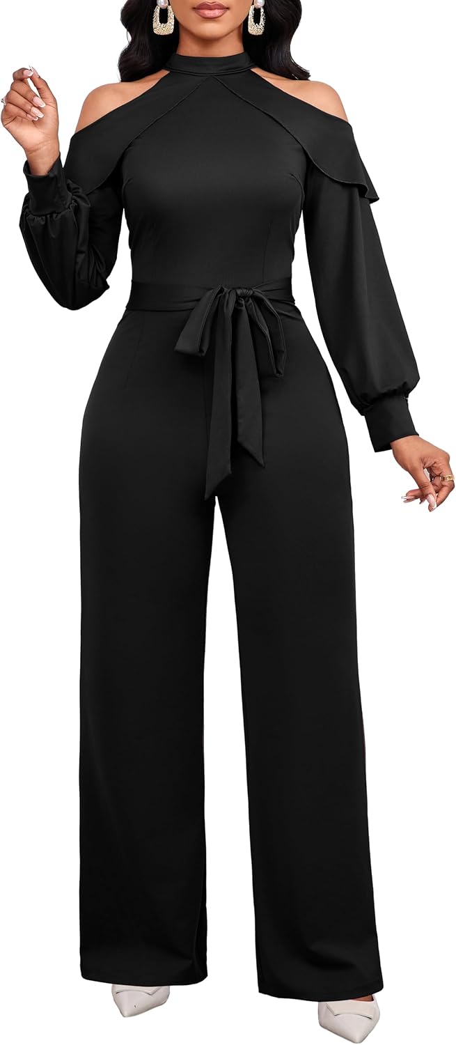 ❤️ SxClub – Combinaison élégante pour femme à manches longues, fermeture zippée à l'avant et pantalon droit
