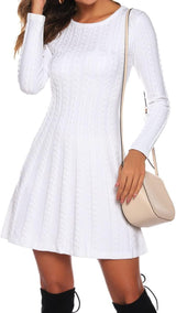 Robe pull tricotée Gyabnw à col rond et manches longues