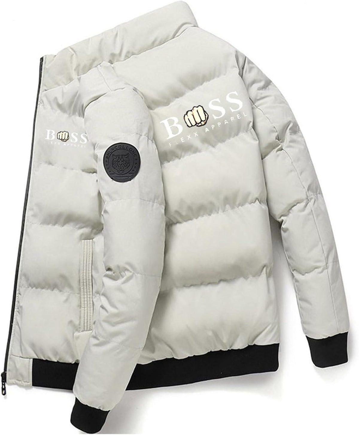 Doudoune légère et chaude pour homme à col mao – Veste chic zippée sans capuche