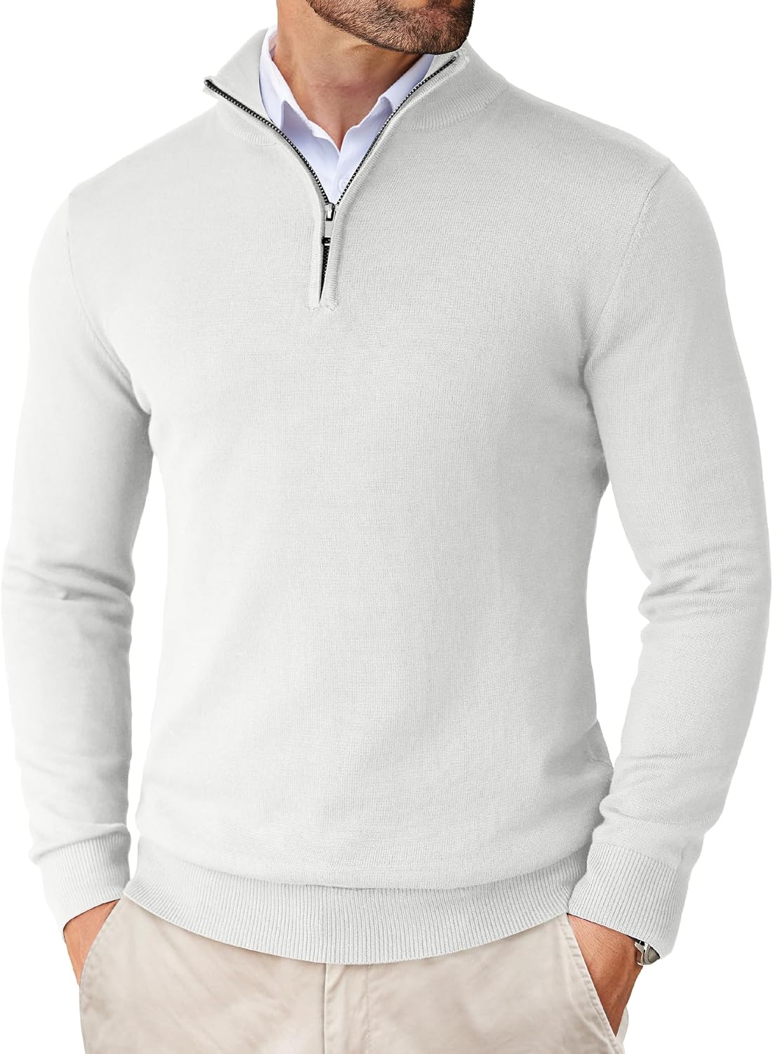 Pull homme COOFANDY en maille à col montant zippé