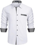 Enlision – Chemise Homme Coupe Droite à Manches Longues – Élégante, Contrastée & Business avec Poche