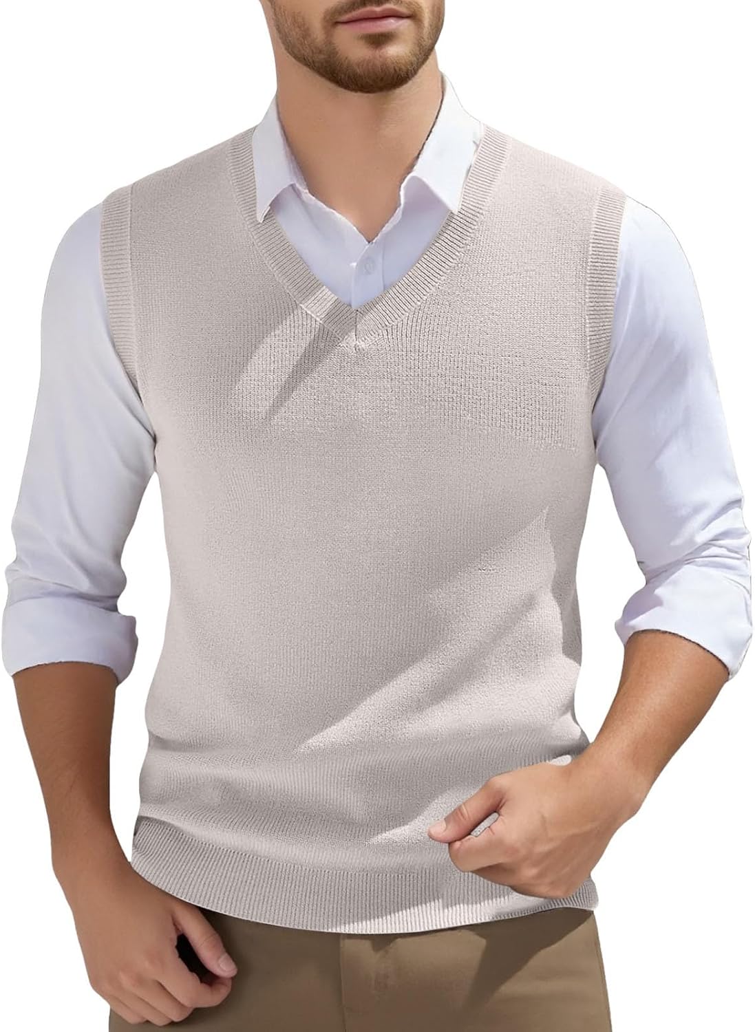 Gilet homme sans manches en maille à col V