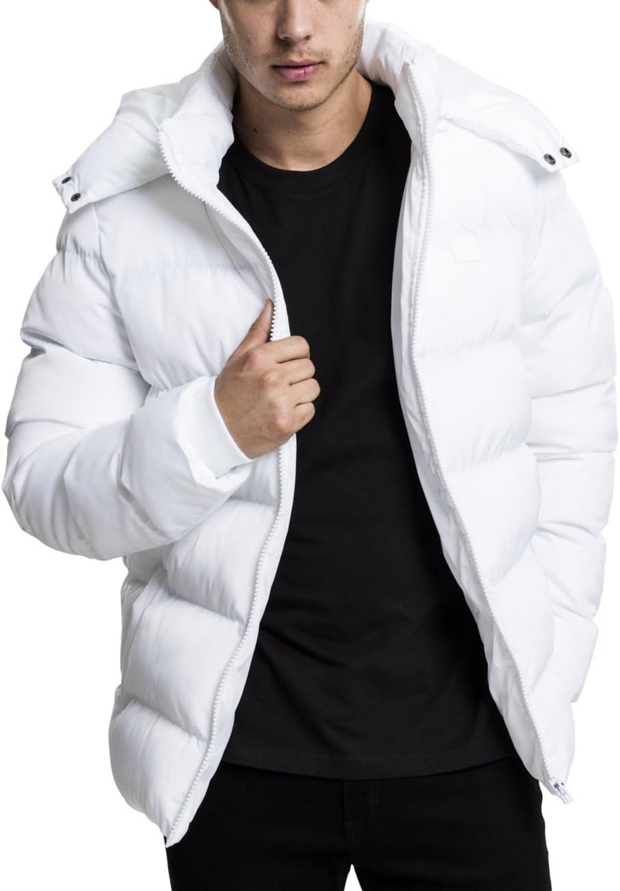 Urban Classics – Doudoune Homme à Capuche – Veste d’Hiver Bouffante, Matelassée & Doublée