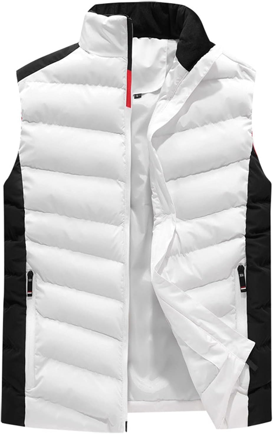 FSFA – Doudoune sans manches à capuche pour homme – Gilet chaud zippé color-block pour l’hiver