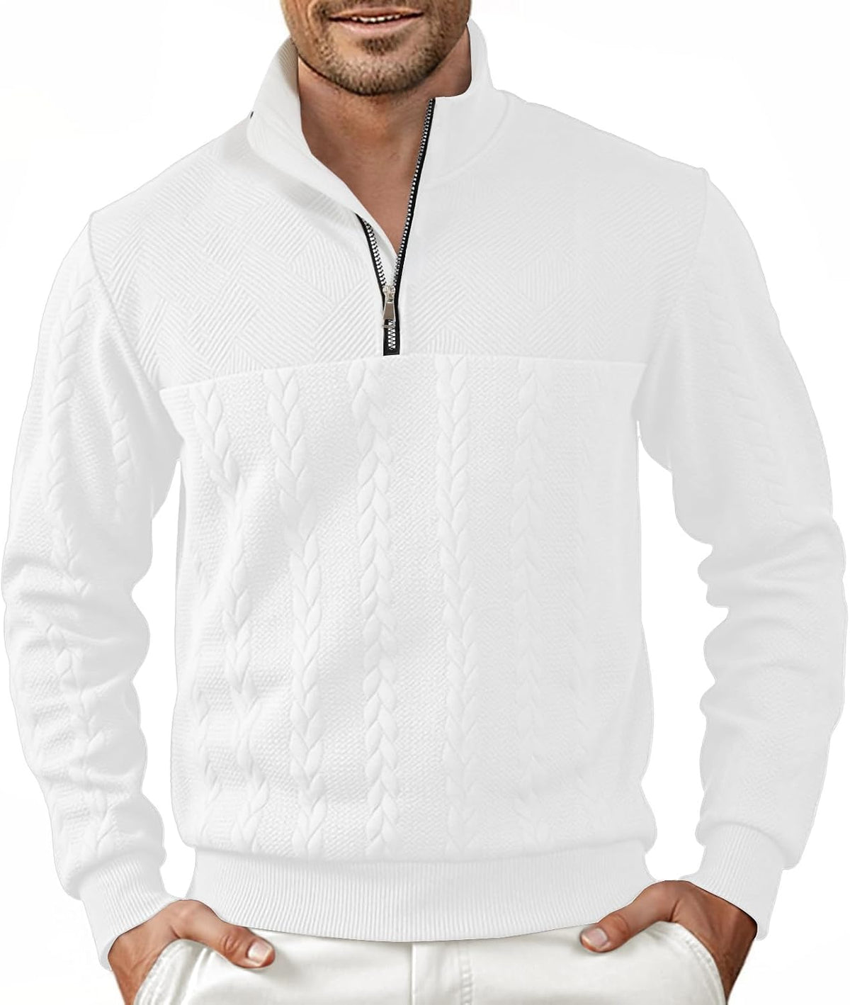 Pull homme Halfword en maille zippée à manches longues