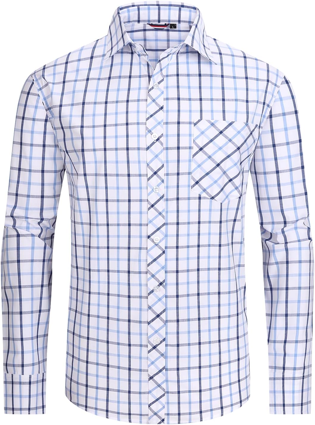 JupiterSecret – Chemise Homme à Carreaux en Coton – Style Décontracté avec Poche Poitrine