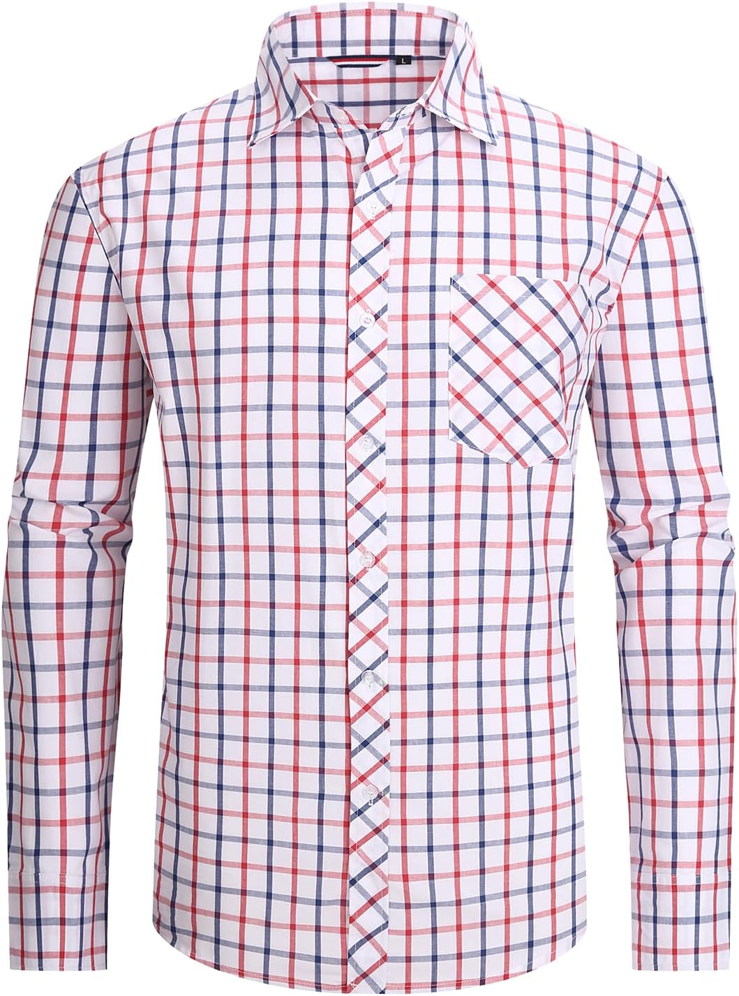 JupiterSecret – Chemise Homme à Carreaux en Coton – Style Décontracté avec Poche Poitrine