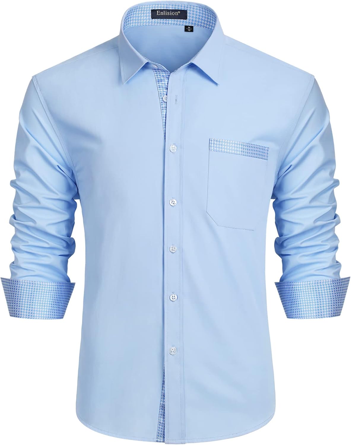 Enlision – Chemise Homme Coupe Droite à Manches Longues – Élégante, Contrastée & Business avec Poche